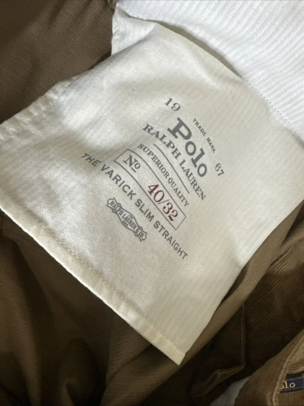 Polo Ralph Lauren Varick Slim Straight men’s corduroy pants brown 40x32 - Picture 6 of 10